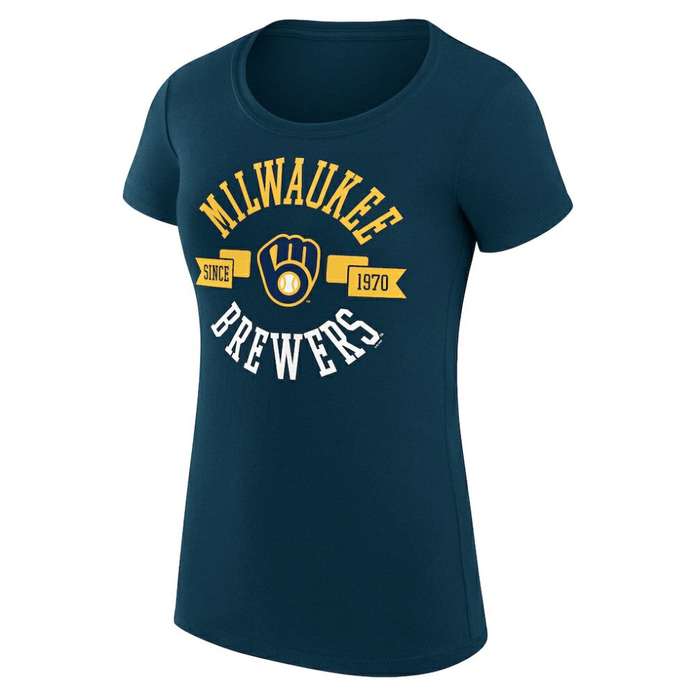 Milwaukee Brewers G-III 4Her by Carl Banks Women's Super-Slim Fit Lightweight City Graphic T-Shirt - Navy T-shirts