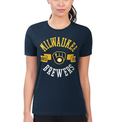 Milwaukee Brewers G-III 4Her by Carl Banks Women's Super-Slim Fit Lightweight City Graphic T-Shirt - Navy T-shirts