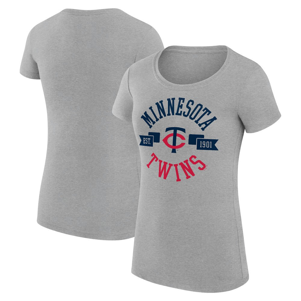 Minnesota Twins G-III 4Her by Carl Banks Women's Super-Slim Fit Lightweight City Graphic T-Shirt - Heather Gray T-shirts