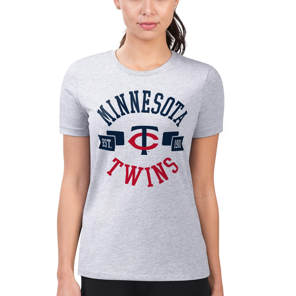 Minnesota Twins G-III 4Her by Carl Banks Women's Super-Slim Fit Lightweight City Graphic T-Shirt - Heather Gray T-shirts