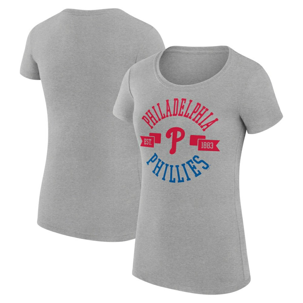 Philadelphia Phillies G-III 4Her by Carl Banks Women's Super-Slim Fit Lightweight City Graphic T-Shirt - Heather Gray T-shirts