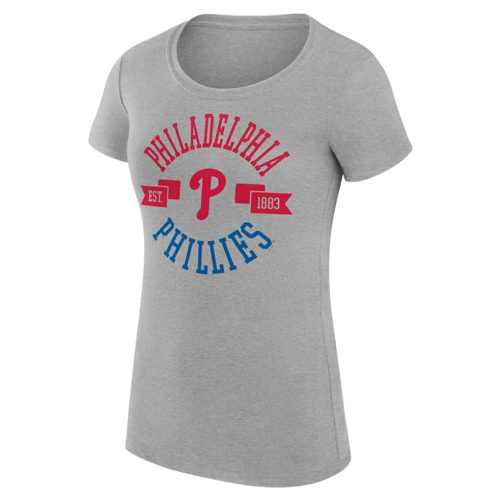 Philadelphia Phillies G-III 4Her by Carl Banks Women's Super-Slim Fit Lightweight City Graphic T-Shirt - Heather Gray T-shirts