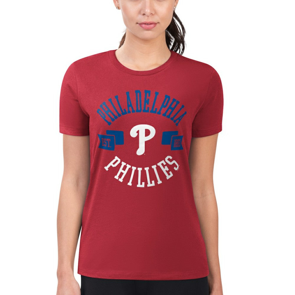 Philadelphia Phillies G-III 4Her by Carl Banks Women's Super-Slim Fit Lightweight City Graphic T-Shirt - Red T-shirts