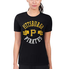 Pittsburgh Pirates G-III 4Her by Carl Banks Women's Super-Slim Fit Lightweight City Graphic T-Shirt - Black T-shirts
