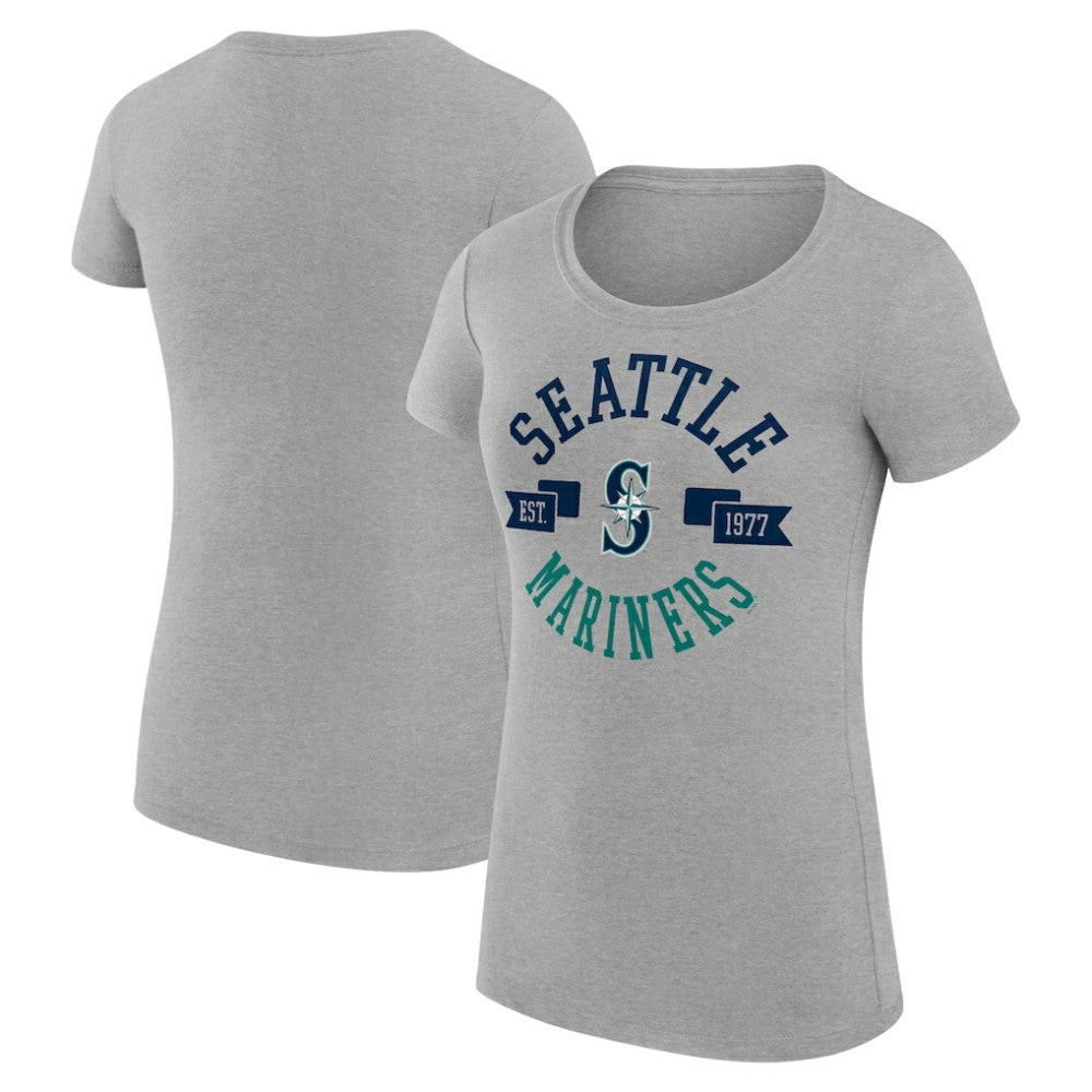 Seattle Mariners G-III 4Her by Carl Banks Women's Super-Slim Fit Lightweight City Graphic T-Shirt - Heather Gray T-shirts