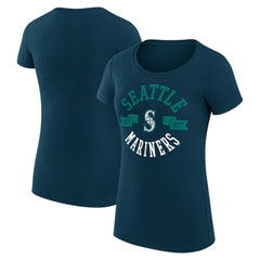 Seattle Mariners G-III 4Her by Carl Banks Women's Super-Slim Fit Lightweight City Graphic T-Shirt - Navy T-shirts