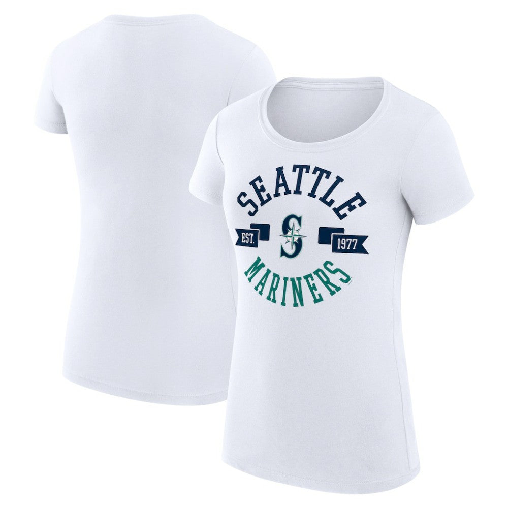 Seattle Mariners G-III 4Her by Carl Banks Women's Super-Slim Fit Lightweight City Graphic T-Shirt - White T-shirts