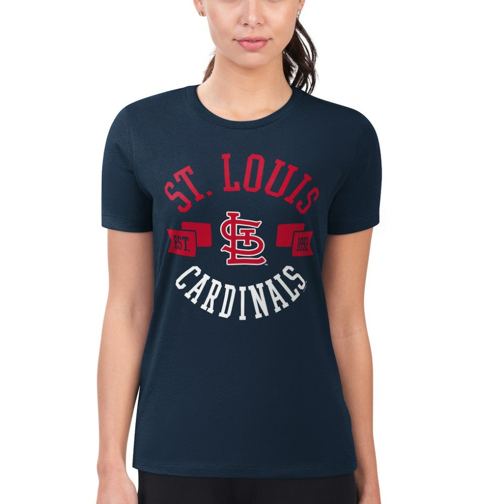 St. Louis Cardinals G-III 4Her by Carl Banks Women's Super-Slim Fit Lightweight City Graphic T-Shirt - Navy T-shirts