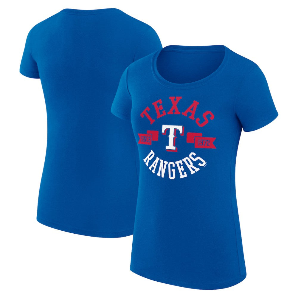 Texas Rangers G-III 4Her by Carl Banks Women's Super-Slim Fit Lightweight City Graphic T-Shirt - Royal T-shirts