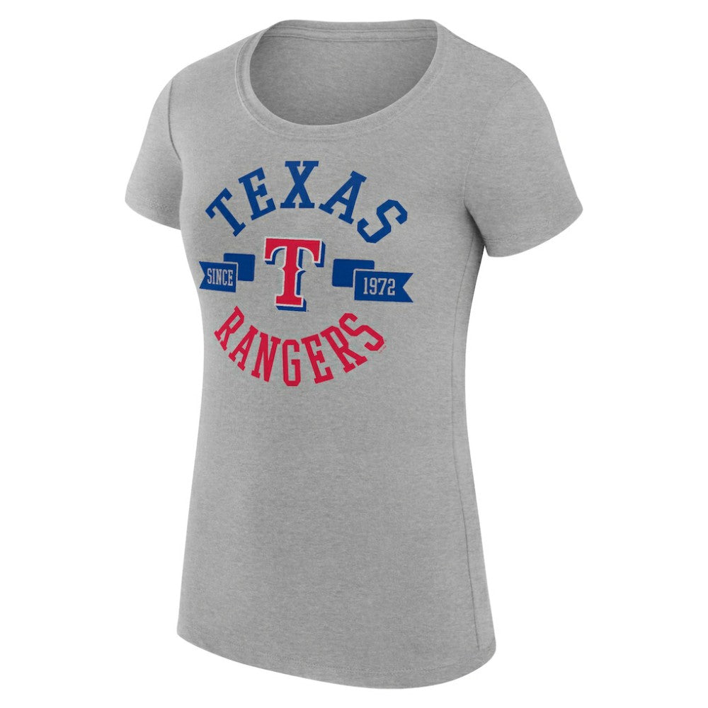 Texas Rangers G-III 4Her by Carl Banks Women's Super-Slim Fit Lightweight City Graphic T-Shirt - Heather Gray T-shirts