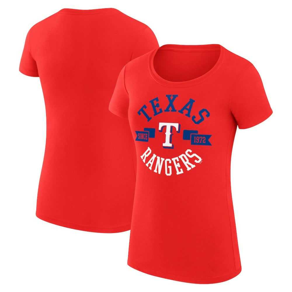 Texas Rangers G-III 4Her by Carl Banks Women's Super-Slim Fit Lightweight City Graphic T-Shirt - Red T-shirts