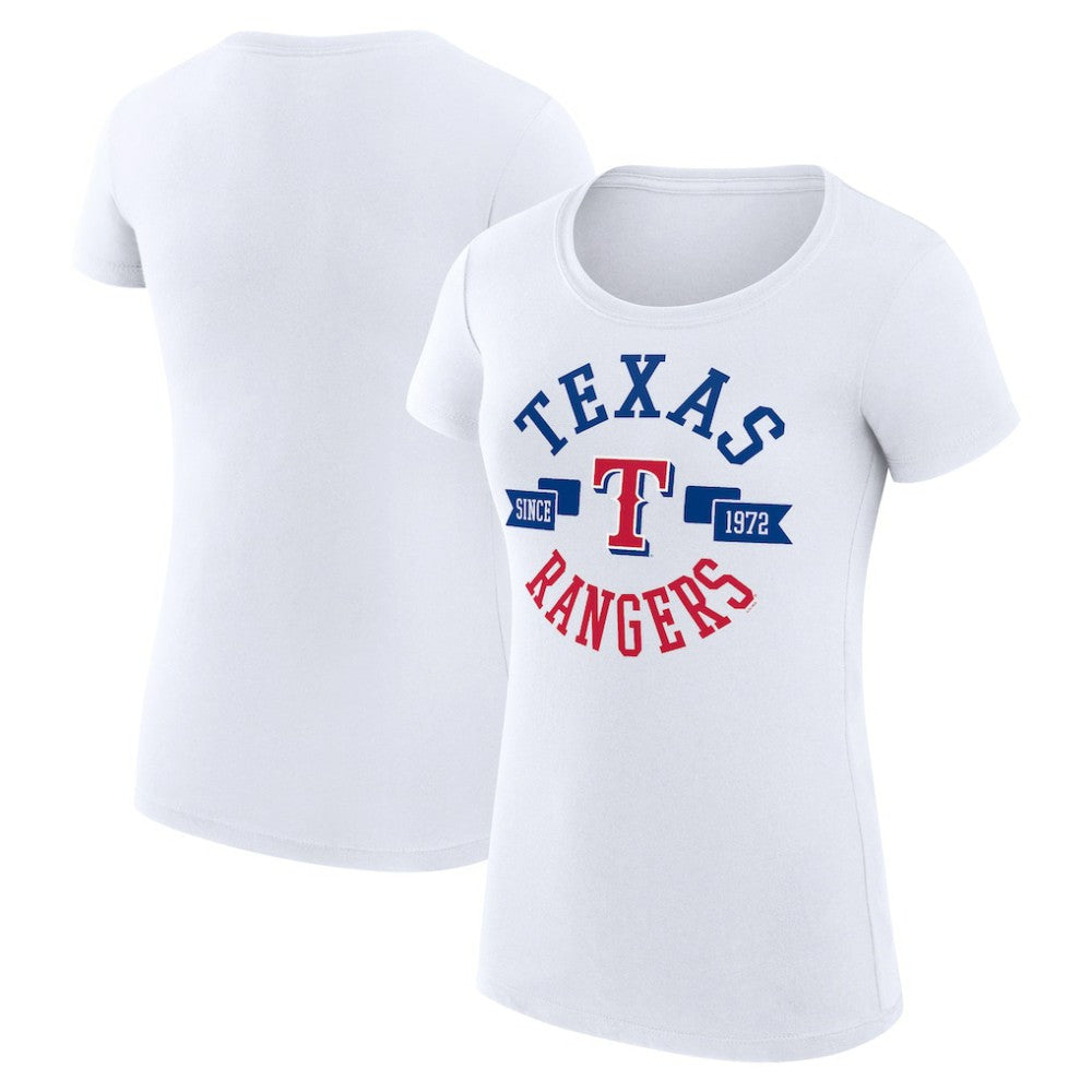 Texas Rangers G-III 4Her by Carl Banks Women's Super-Slim Fit Lightweight City Graphic T-Shirt - White T-shirts