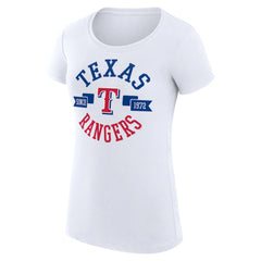 Texas Rangers G-III 4Her by Carl Banks Women's Super-Slim Fit Lightweight City Graphic T-Shirt - White T-shirts