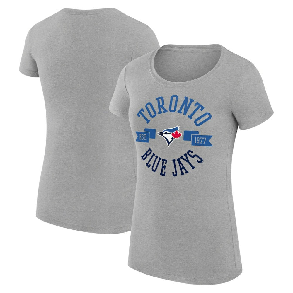 Toronto Blue Jays G-III 4Her by Carl Banks Women's Super-Slim Fit Lightweight City Graphic T-Shirt - Heather Gray T-shirts
