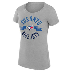 Toronto Blue Jays G-III 4Her by Carl Banks Women's Super-Slim Fit Lightweight City Graphic T-Shirt - Heather Gray T-shirts