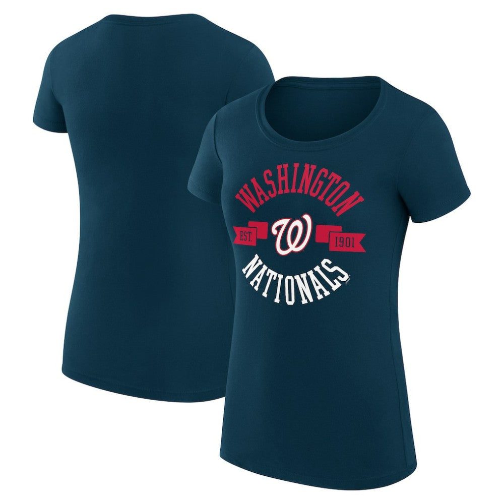 Washington Nationals G-III 4Her by Carl Banks Women's Super-Slim Fit Lightweight City Graphic T-Shirt - Navy T-shirts