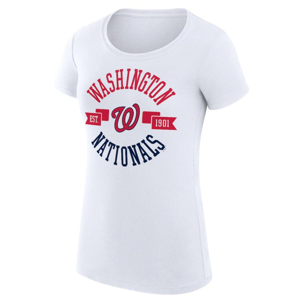 Washington Nationals G-III 4Her by Carl Banks Women's Super-Slim Fit Lightweight City Graphic T-Shirt - White T-shirts