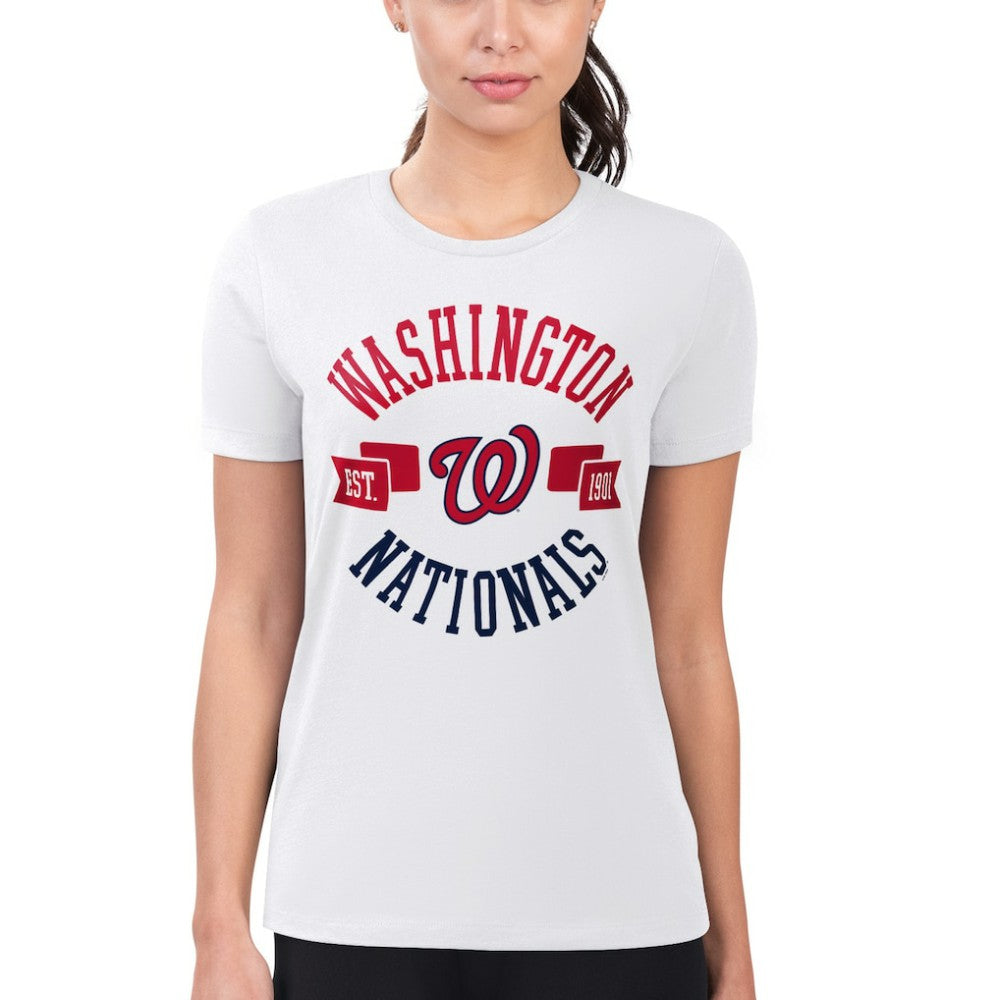 Washington Nationals G-III 4Her by Carl Banks Women's Super-Slim Fit Lightweight City Graphic T-Shirt - White T-shirts