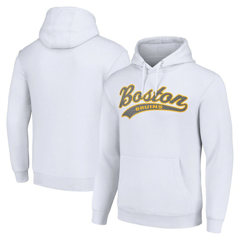 NHL Boston Bruins Starter Tailsweep Fleece Tri-Blend Pullover Hoodie - White