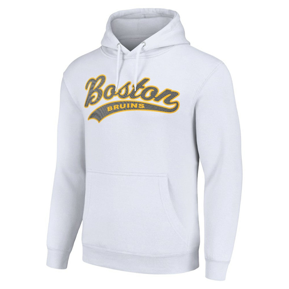 NHL Boston Bruins Starter Tailsweep Fleece Tri-Blend Pullover Hoodie - White