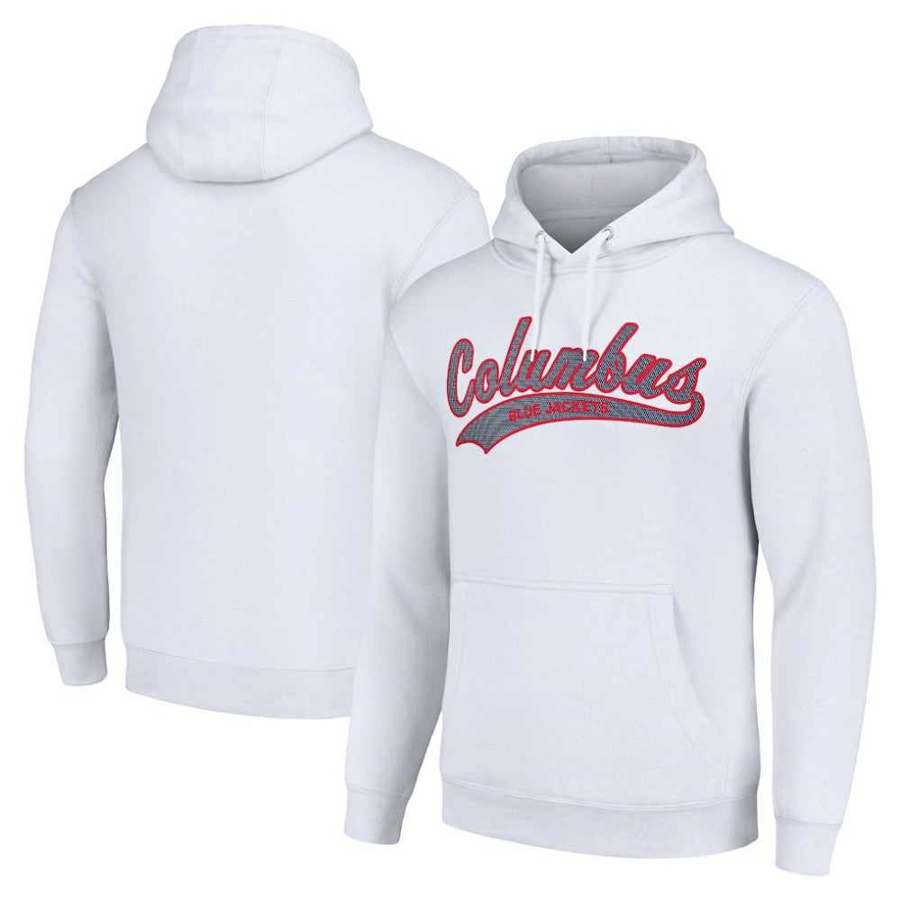 NHL Columbus Blue Jackets Starter Tailsweep Fleece Tri-Blend Pullover Hoodie - White