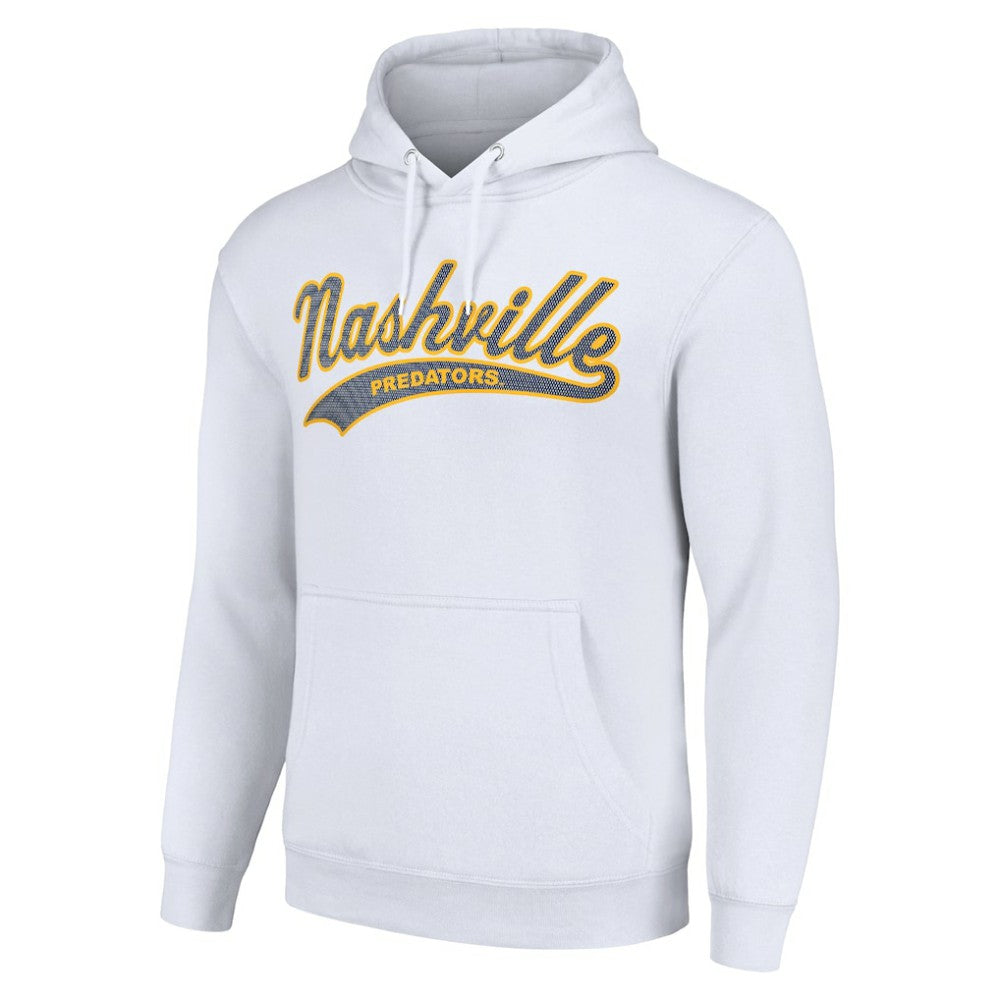 NHL Nashville Predators Starter Tailsweep Fleece Tri-Blend Pullover Hoodie - White