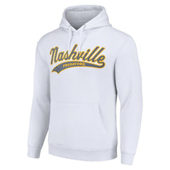 NHL Nashville Predators Starter Tailsweep Fleece Tri-Blend Pullover Hoodie - White