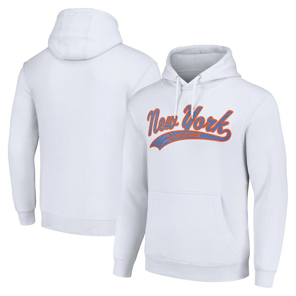 NHL New York Islanders Starter Tailsweep Fleece Tri-Blend Pullover Hoodie - White