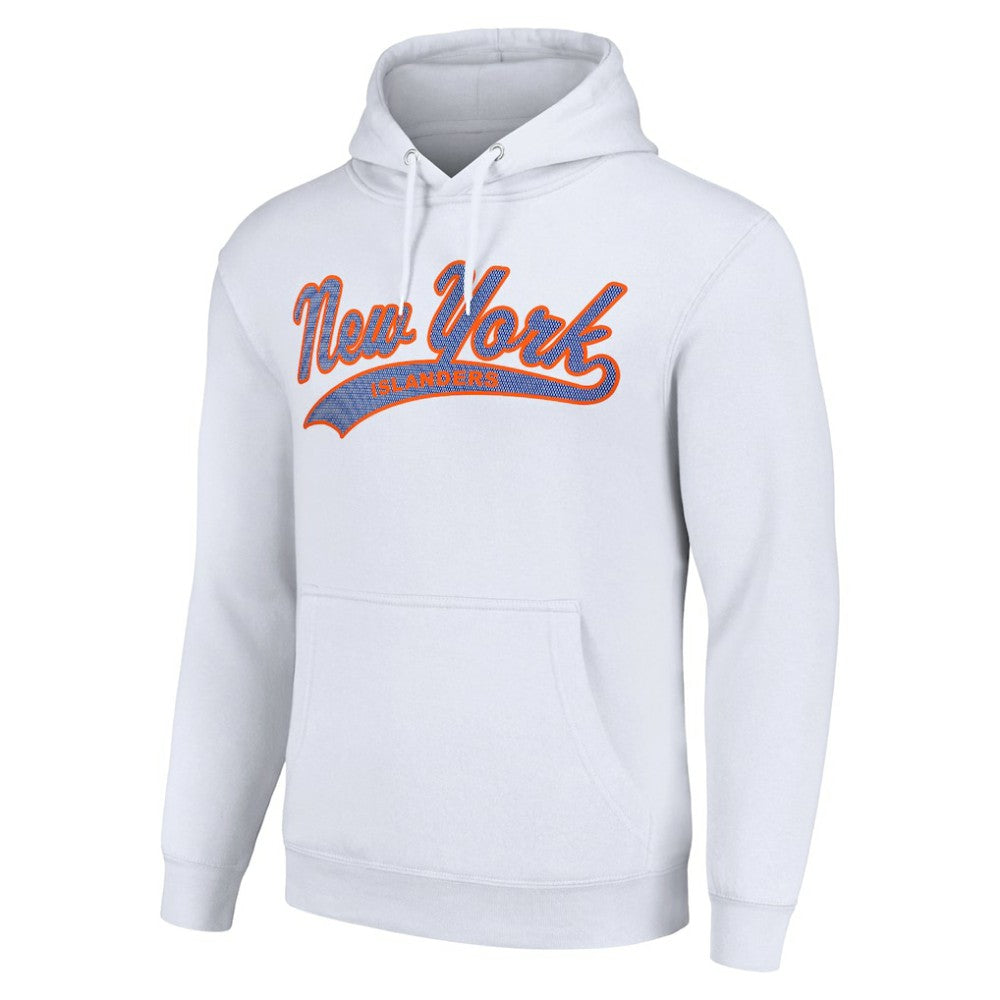 NHL New York Islanders Starter Tailsweep Fleece Tri-Blend Pullover Hoodie - White