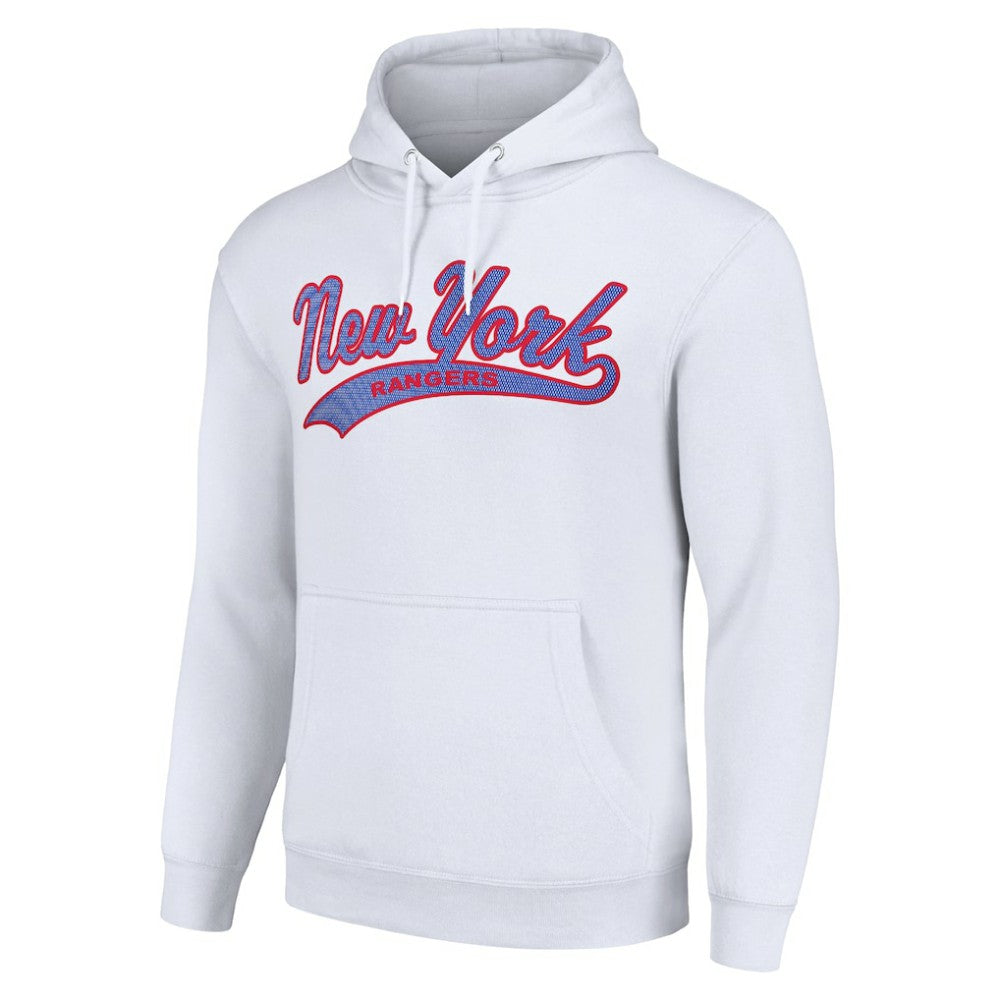 NHL New York Rangers Starter Tailsweep Fleece Tri-Blend Pullover Hoodie - White