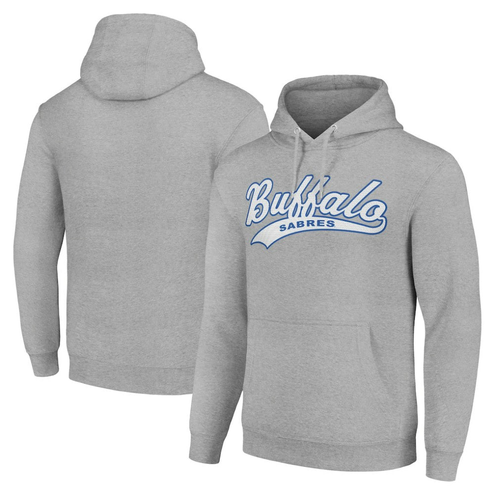 NHL Buffalo Sabres Starter Tailsweep Fleece Tri-Blend Pullover Hoodie - Heather Gray