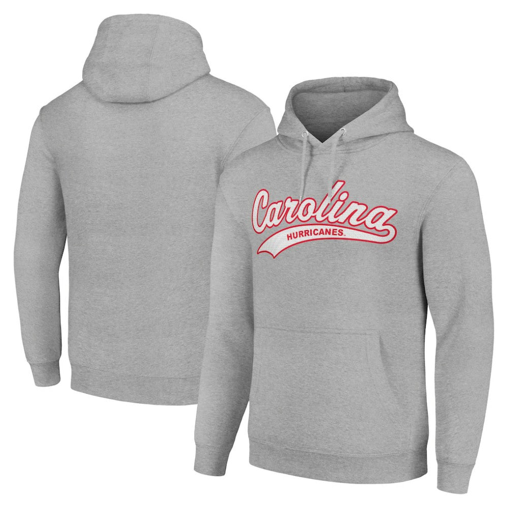 NHL Carolina Hurricanes Starter Tailsweep Fleece Tri-Blend Pullover Hoodie - Heather Gray