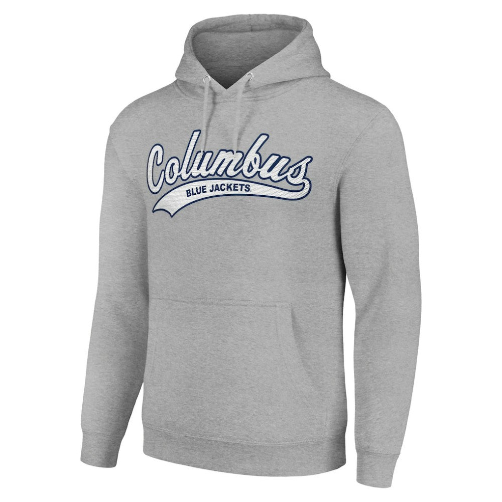 NHL Columbus Blue Jackets Starter Tailsweep Fleece Tri-Blend Pullover Hoodie - Heather Gray