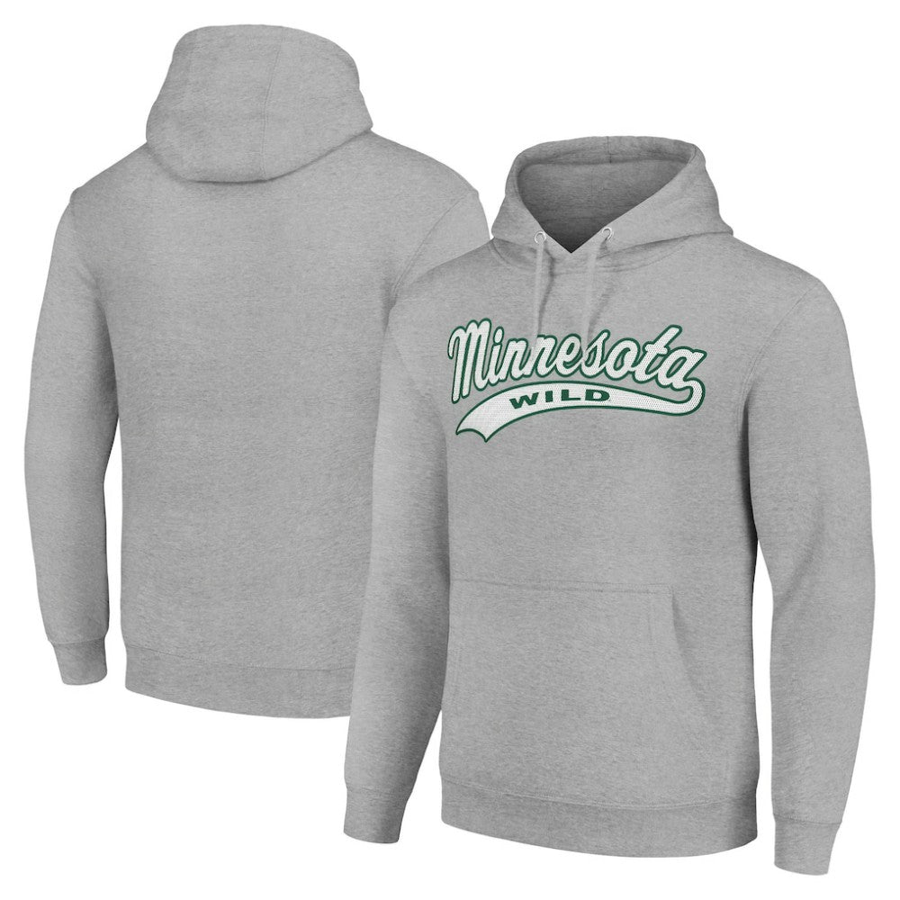 NHL Minnesota Wild Starter Tailsweep Fleece Tri-Blend Pullover Hoodie - Heather Gray