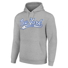 NHL New York Rangers Starter Tailsweep Fleece Tri-Blend Pullover Hoodie - Heather Gray
