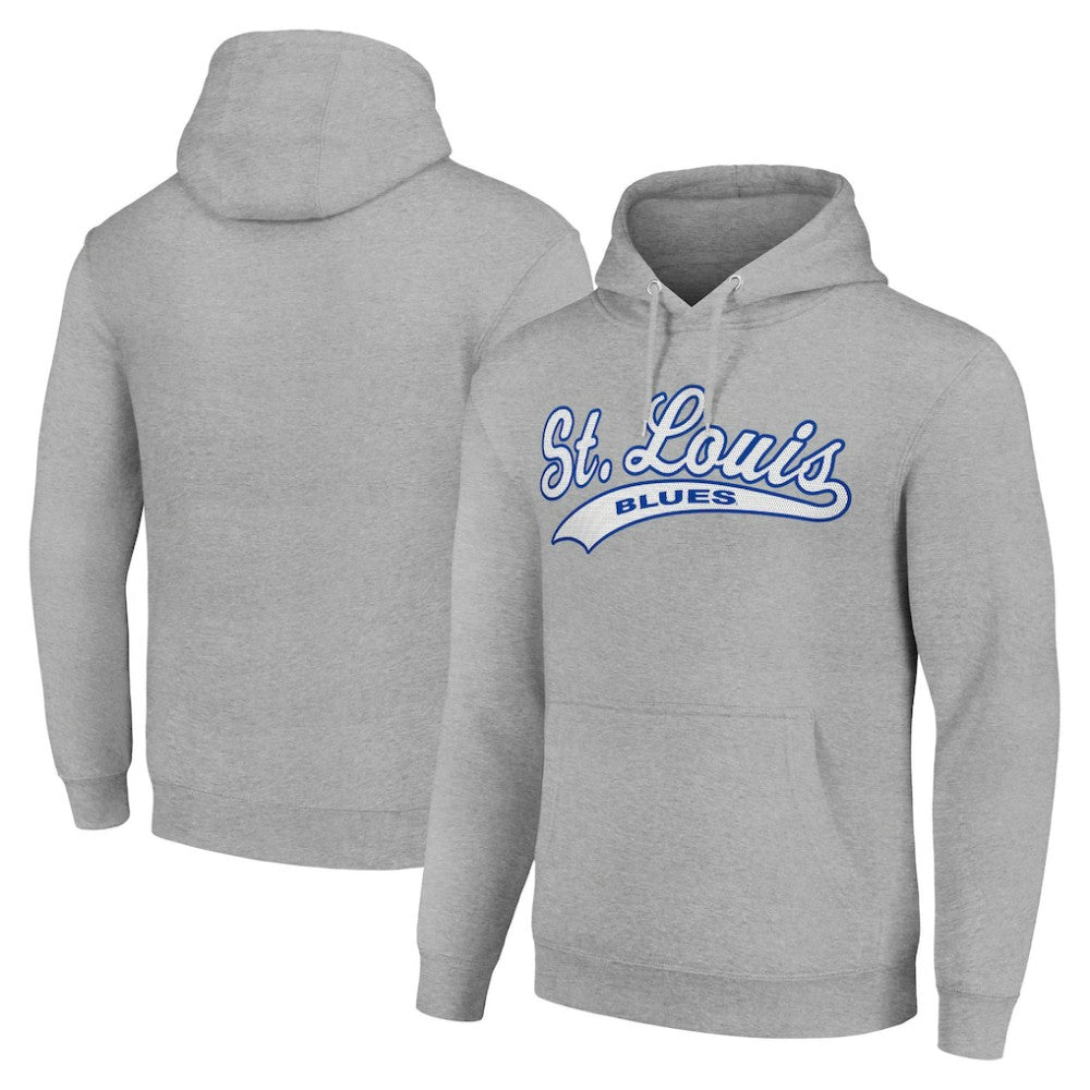NHL St. Louis Blues Starter Tailsweep Fleece Tri-Blend Pullover Hoodie - Heather Gray