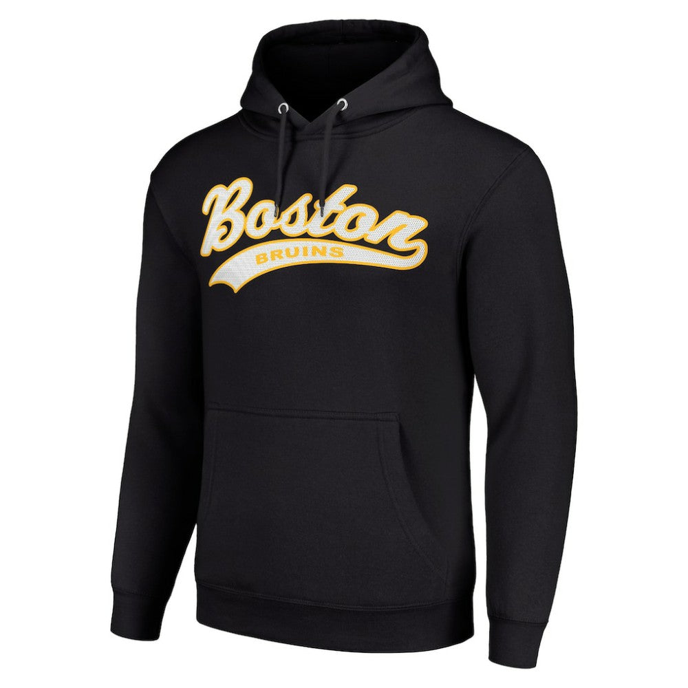 NHL Boston Bruins Starter Tailsweep Fleece Tri-Blend Pullover Hoodie - Black