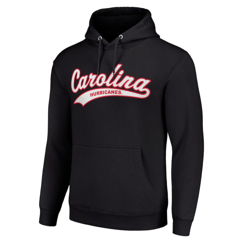NHL Carolina Hurricanes Starter Tailsweep Fleece Tri-Blend Pullover Hoodie - Black