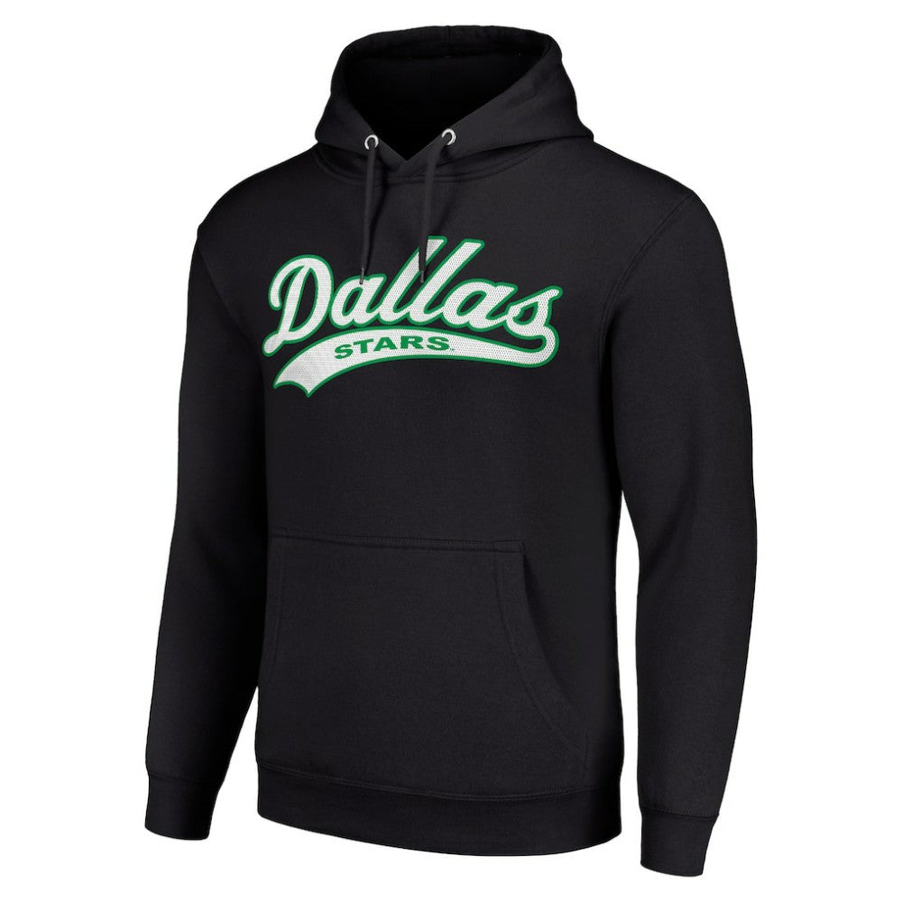NHL Dallas Stars Starter Tailsweep Fleece Tri-Blend Pullover Hoodie - Black