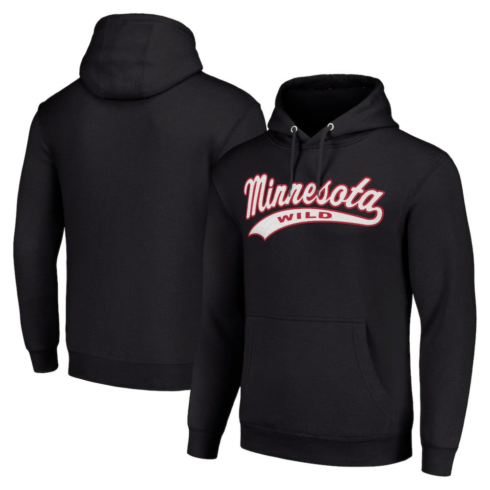 NHL Minnesota Wild Starter Tailsweep Fleece Tri-Blend Pullover Hoodie - Black