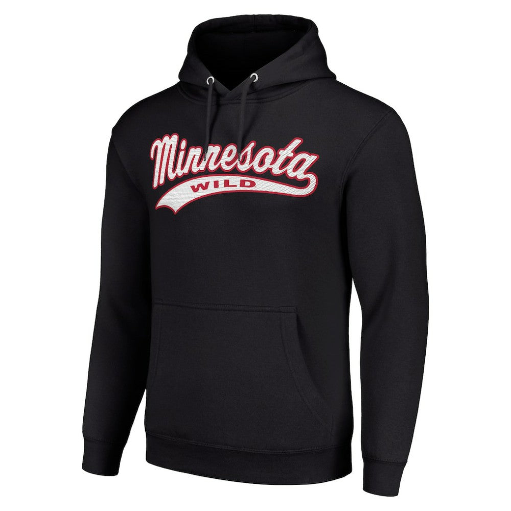 NHL Minnesota Wild Starter Tailsweep Fleece Tri-Blend Pullover Hoodie - Black