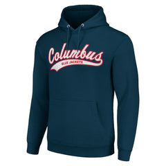 NHL Columbus Blue Jackets Starter Tailsweep Fleece Tri-Blend Pullover Hoodie - Navy