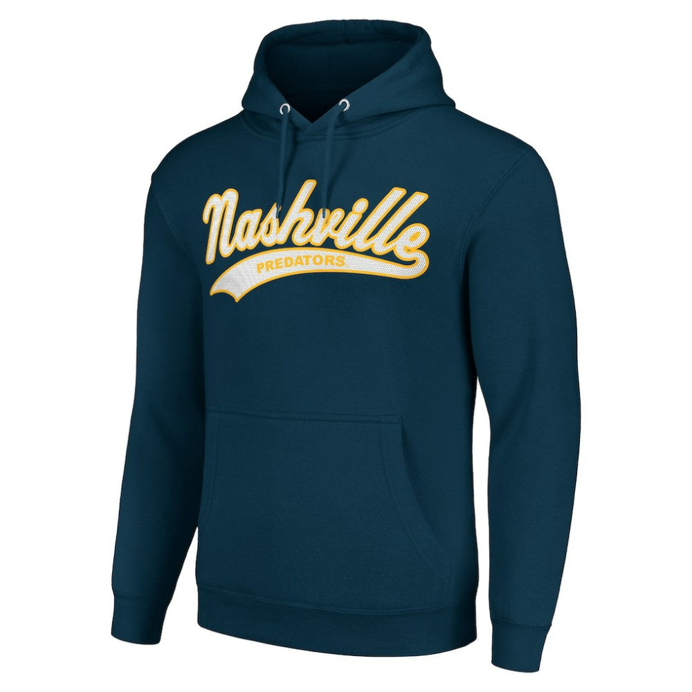 NHL Nashville Predators Starter Tailsweep Fleece Tri-Blend Pullover Hoodie - Navy