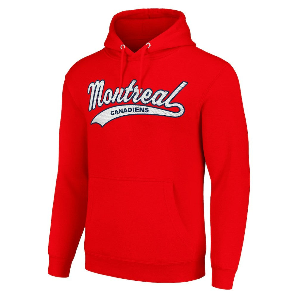 NHL Montreal Canadiens Starter Tailsweep Fleece Tri-Blend Pullover Hoodie - Red