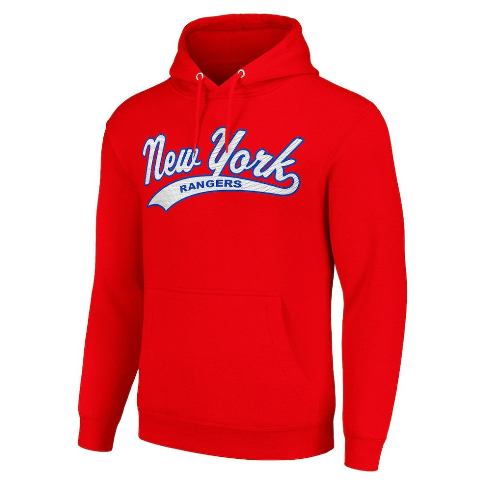 NHL New York Rangers Starter Tailsweep Fleece Tri-Blend Pullover Hoodie - Red