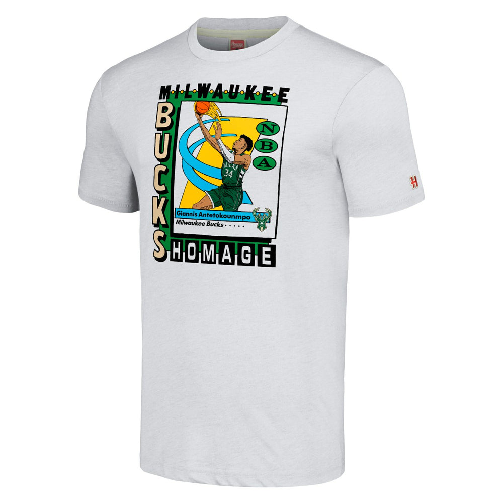 Giannis Antetokounmpo Milwaukee Bucks Homage Unisex SkyBox Player Tri-Blend T-Shirt Heather Gray