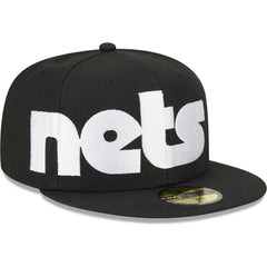 Brooklyn Nets Checkerboard UV 59FIFTY Fitted Hat Black