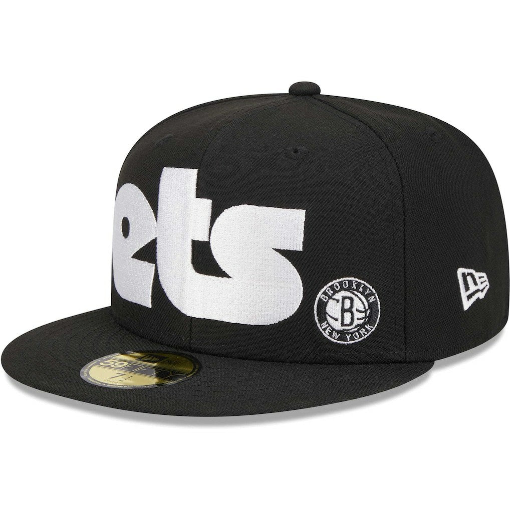 Brooklyn Nets Checkerboard UV 59FIFTY Fitted Hat Black