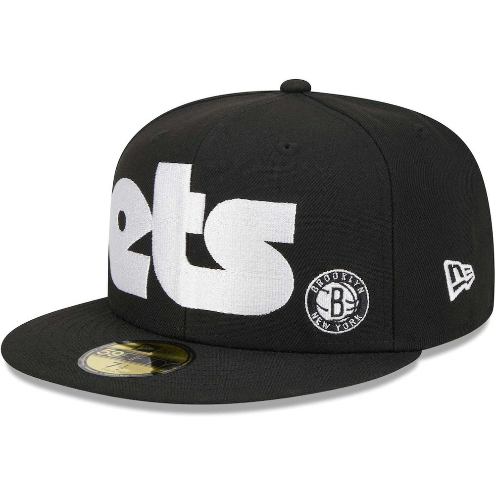 Brooklyn Nets Checkerboard UV 59FIFTY Fitted Hat Black