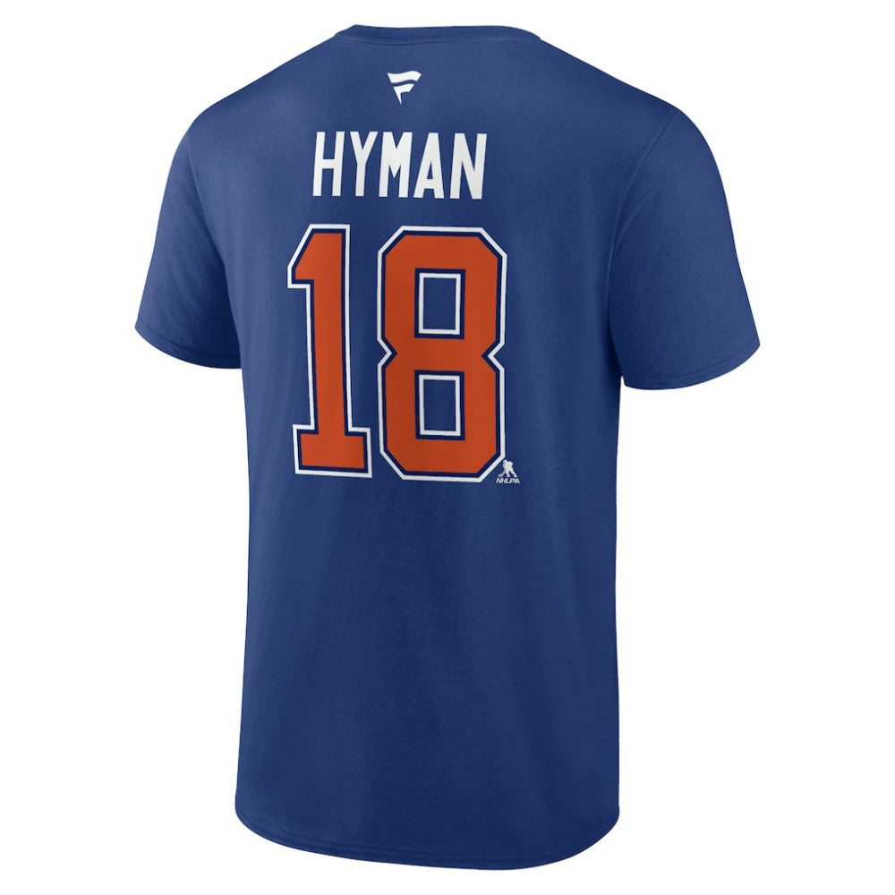 NHL Zach Hyman Edmonton Oilers Fanatics Authentic Stack Name & Number T-Shirt - Blue
